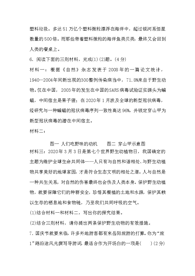 2021年安徽中考语文复习：综合训练（四）（含答案）第3页