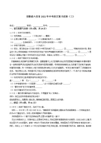 安徽省六安市2021年中考语文复习试卷（三）（含答案）