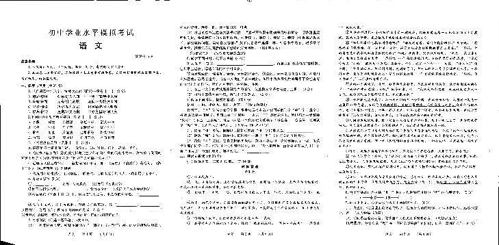 河南省濮阳濮阳县2020年九年级6月第三次模拟考试语文试题（扫描版，无答案）第1页