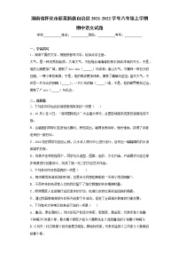 湖南省怀化市新晃侗族自治县2021-2022学年八年级上学期期中语文试题（word版 含答案）