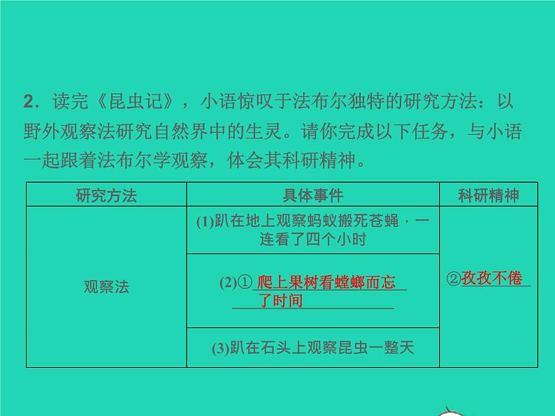 2021秋八年级语文上册名著导读(二)昆虫记科普作品的阅读习题课件新人教版04