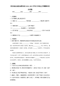 河北省石家庄市赞皇县2021-2022学年八年级上学期期中语文试题（word版 含答案）