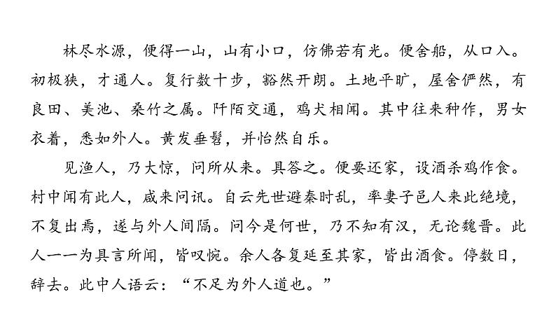 2022中考语文总复习 古诗文阅读-专题一 文言文阅读-第10篇 桃花源记 课件03