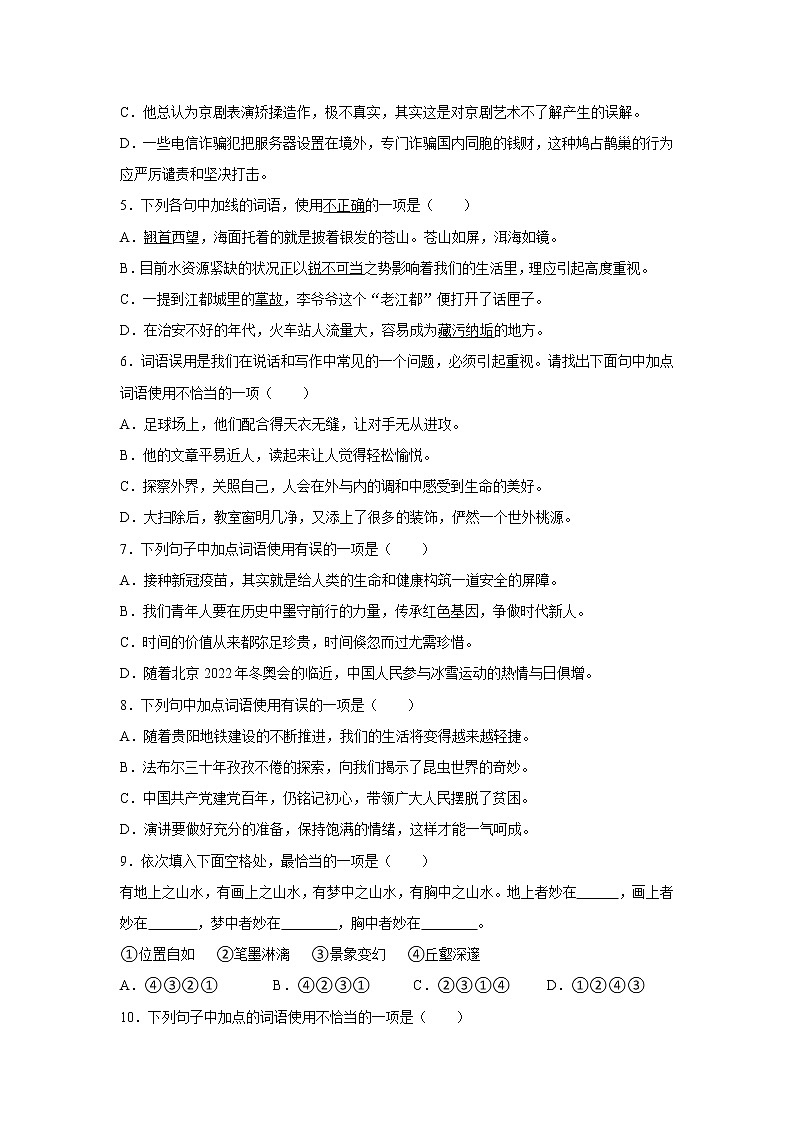 2022年中考语文二轮专题复习：正确使用词语第2页