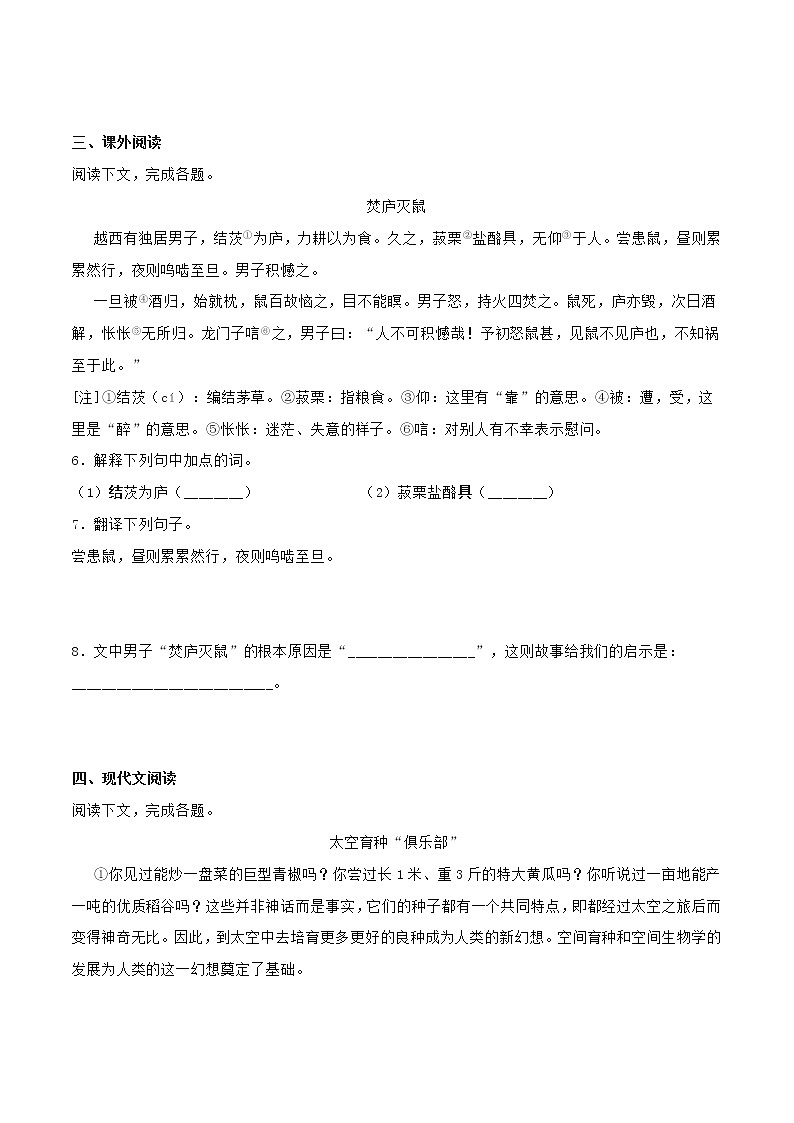 2022年中考语文一轮复习精编考点模拟卷2第2页