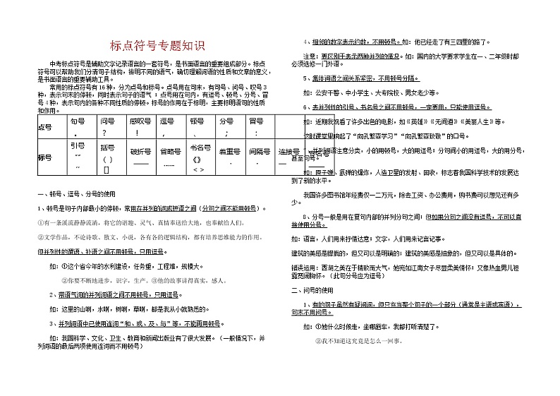 中考专题复习---标点符号知识点汇总及中考真题练习学案01