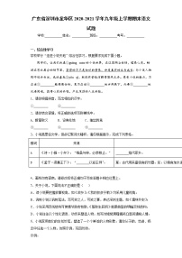 广东省深圳市龙华区2020-2021学年九年级上学期期末语文试题（word版 含答案）