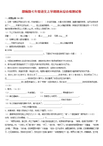 人教部编版七年级语文上册第一学期期末联考综合检测试题测试卷 (156)