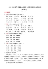 第一单元 2021-2022学年九年级语文下册基础知识专项复习（部编版）