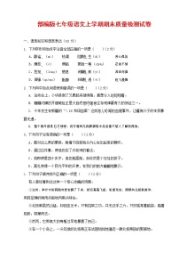 人教部编版七年级语文上册 第一学期期末复习质量综合检测试题测试卷 (132)