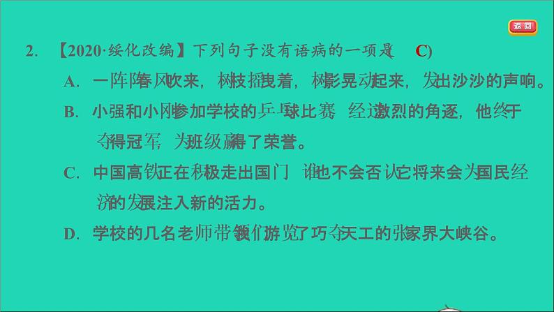 中考语文积累与运用第32课时蹭辨析与修改课后练本课件04