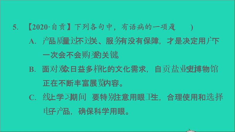 中考语文积累与运用第32课时蹭辨析与修改课后练本课件08