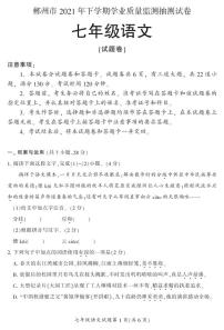 2021年下期郴州抽测试卷七年级各科期末试卷七（语文）含答案