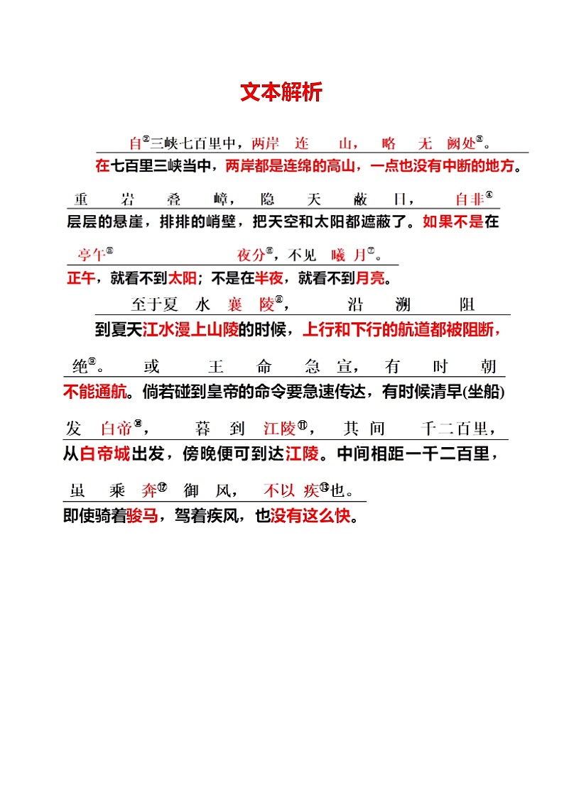 05 八上《三峡》-2022年中考语文21篇文言文记诵必背（解析版）第2页