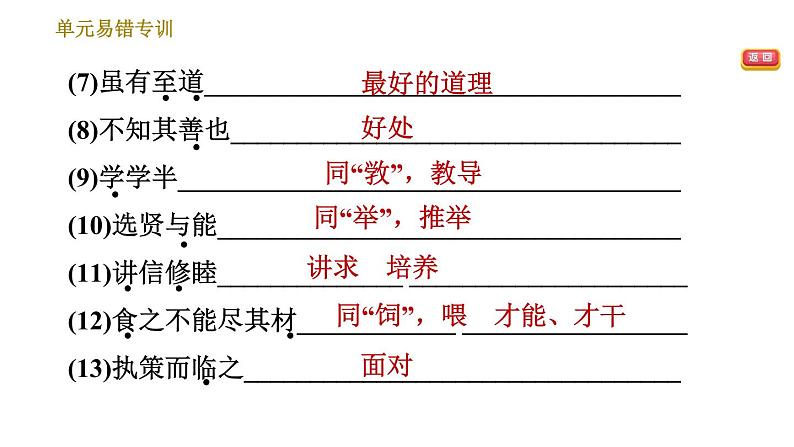人教版八年级下册语文 第6单元 单元易错专训 习题课件第6页