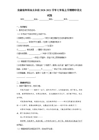 2020-2021学年安徽省阜阳市太和县七年级上学期期中语文试题（含答案与解析）