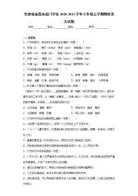 2020-2021学年甘肃省金昌市龙门学校七年级上学期期末语文试题（含答案与解析）