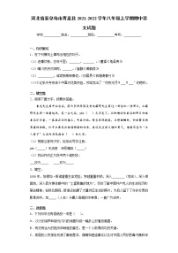 2021-2022学年河北省秦皇岛市青龙县八年级上学期期中语文试题（含答案与解析）