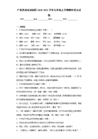 2020-2021学年广西贵港市港南区九年级上学期期中语文试题（含答案与解析）
