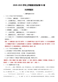 2020-2021学年福建省九年级上学期语文期末测试卷01卷（含答案与解析）