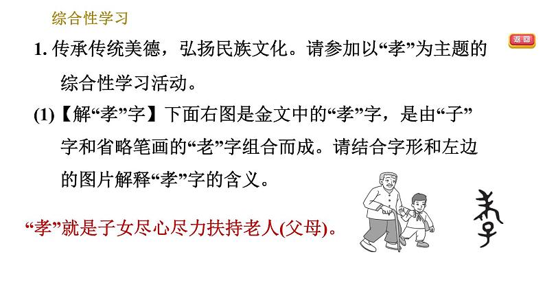 人教版七年级下册语文 第4单元 综合性学习：孝亲敬老，从我做起 习题课件05