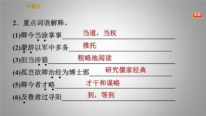 人教版七年级下册语文 期末专题训练 5.专题五 文言文知识梳理 习题课件第4页