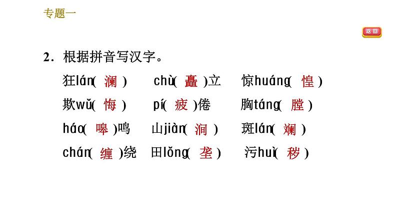 人教版七年级下册语文 期末专题训练 1.专题一 基础知识积累 习题课件06