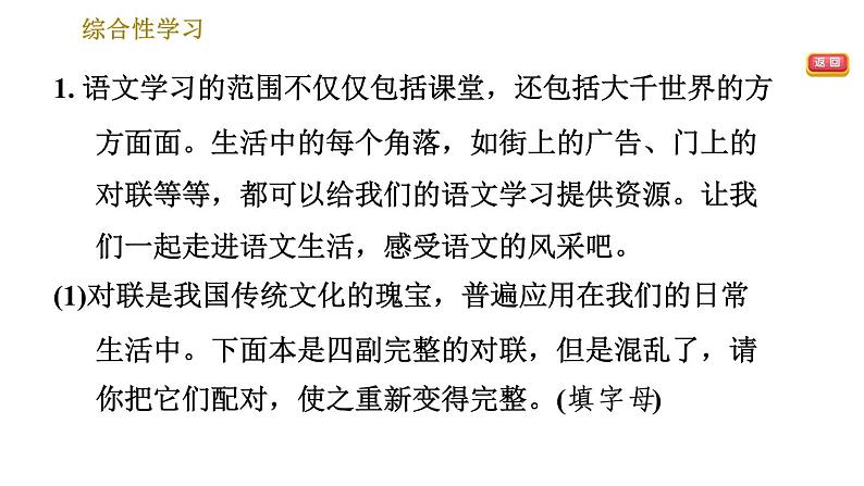 人教版七年级下册语文 第6单元 综合性学习：我的语文生活 习题课件第4页