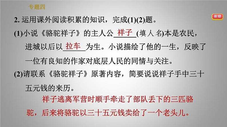 人教版七年级下册语文 期末专题训练 4.专题四 名著阅读 习题课件第5页