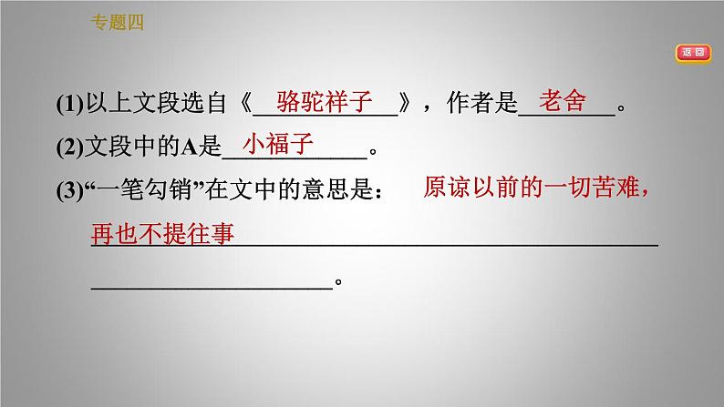 人教版七年级下册语文 期末专题训练 4.专题四 名著阅读 习题课件第7页