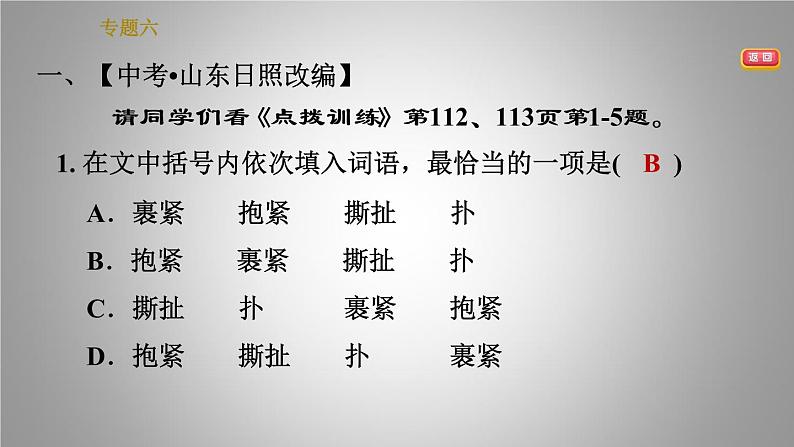 人教版七年级下册语文 期末专题训练 6.专题六 现代文阅读 习题课件第3页