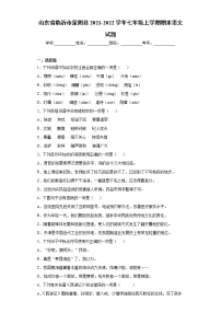 山东省临沂市蒙阴县2021-2022学年七年级上学期期末语文试题（word版 含答案）