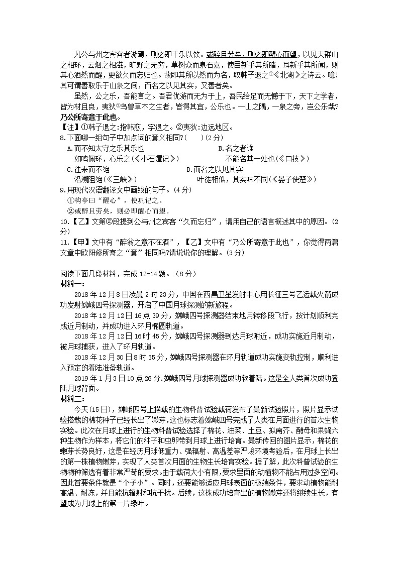 江苏省苏州高新区2018-2019学年九年级语文下学期第二次质量测试试卷（含答案）第3页
