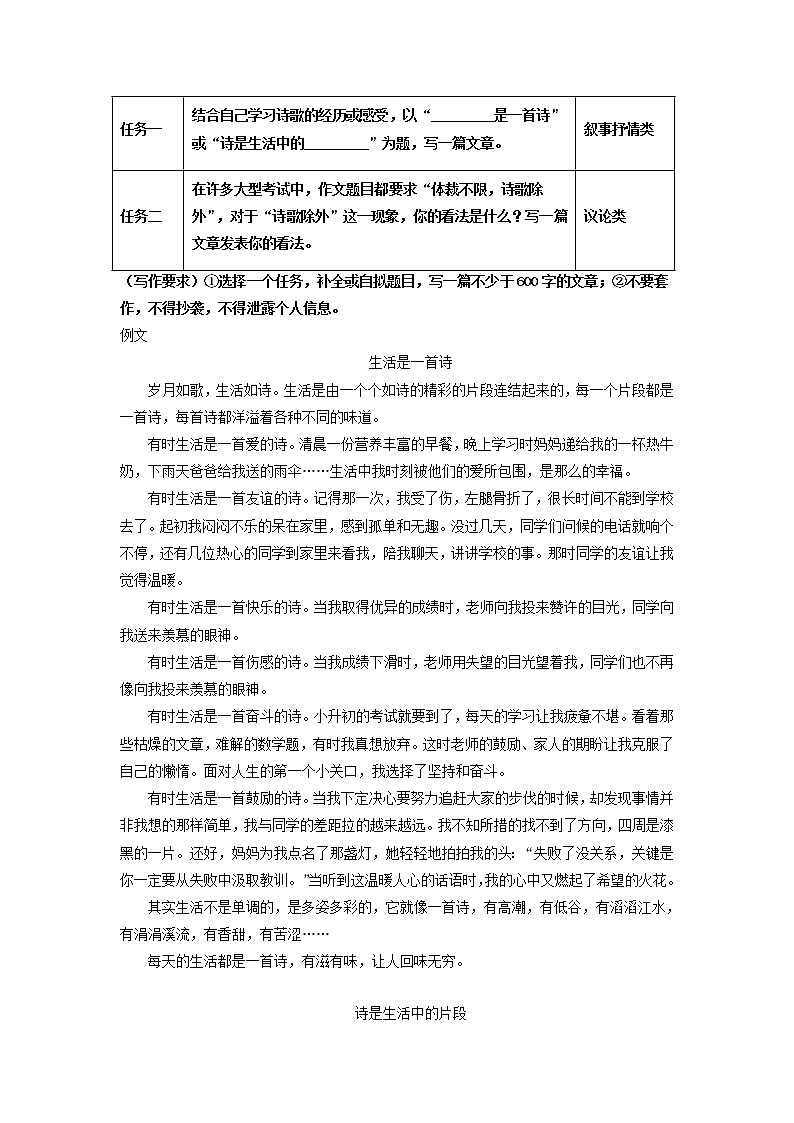 主题14 把生活写成诗-备战2022年中考作文新意榜中榜第2页
