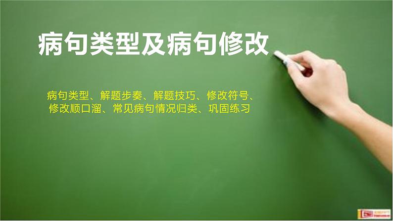 2022年中考语文总复习：病句类型及病句修改课件PPT第1页