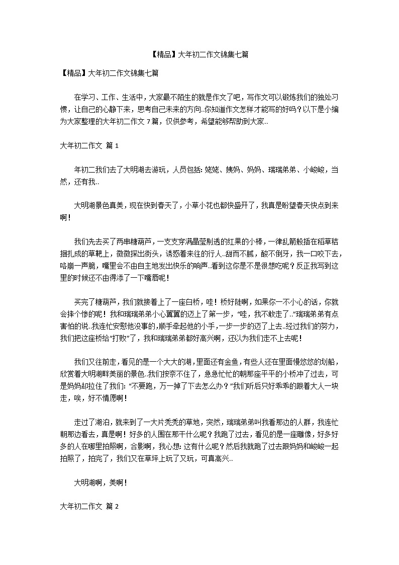 【精品】大年初二作文锦集七篇第1页