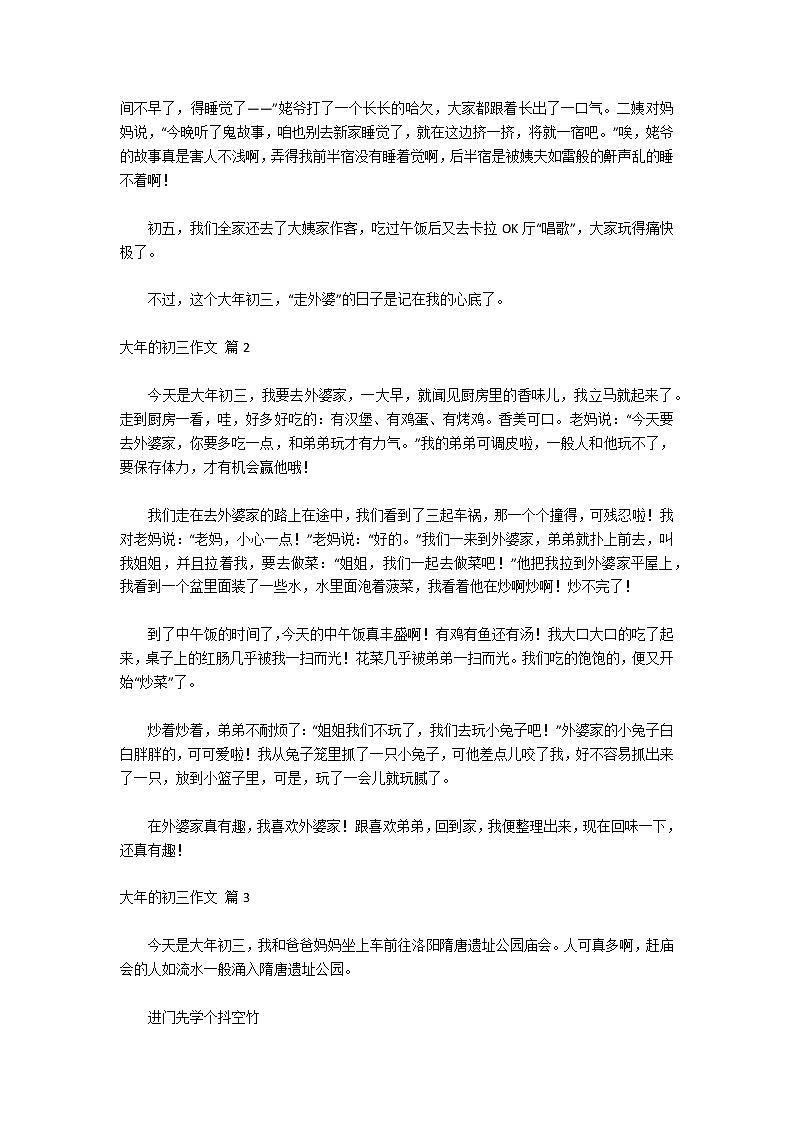 关于大年的初三作文五篇第2页