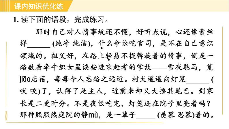 部编版八年级下册语文 第1单元 4. 灯笼 习题课件第5页