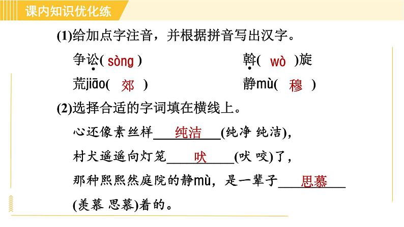 部编版八年级下册语文 第1单元 4. 灯笼 习题课件第6页