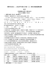 广西柳州市2021-2022学年九年级上学期期末语文试题（word版 含答案）