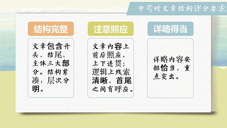 （部编版初中语文作文指导课件）记叙文写作之结构三分法 课件 教案05