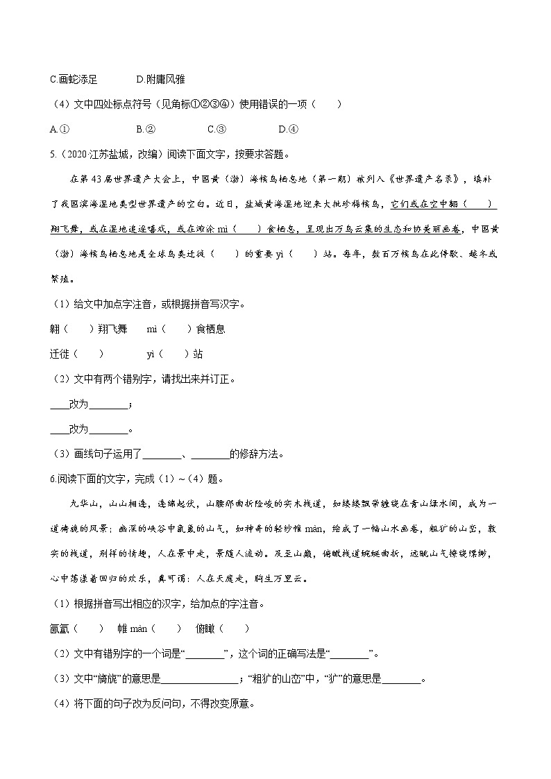 2022届初中语文二轮复习 题型一 语段综合 习题第3页