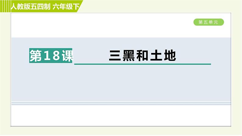 人教五四制六年级下册语文 第5单元 18. 三黑和土地 习题课件第1页