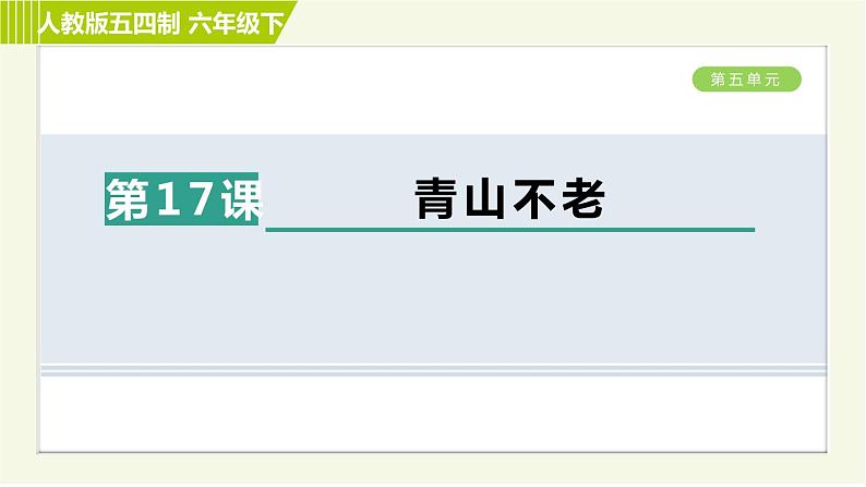 人教五四制六年级下册语文 第5单元 17. 青山不老 习题课件第1页