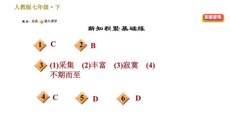 人教版七年级下册语文 第6单元 24　带上她的眼睛 习题课件第2页