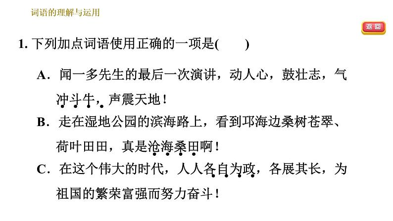 人教版七年级下册语文 期末专题训练 专题二　词语理解与运用 习题课件03