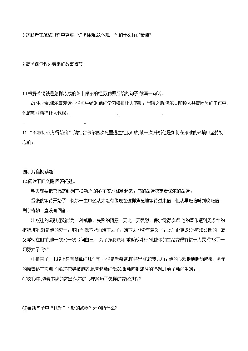 第六单元名著导读《钢铁是怎样炼成的》课件+教学设计+同步练习02