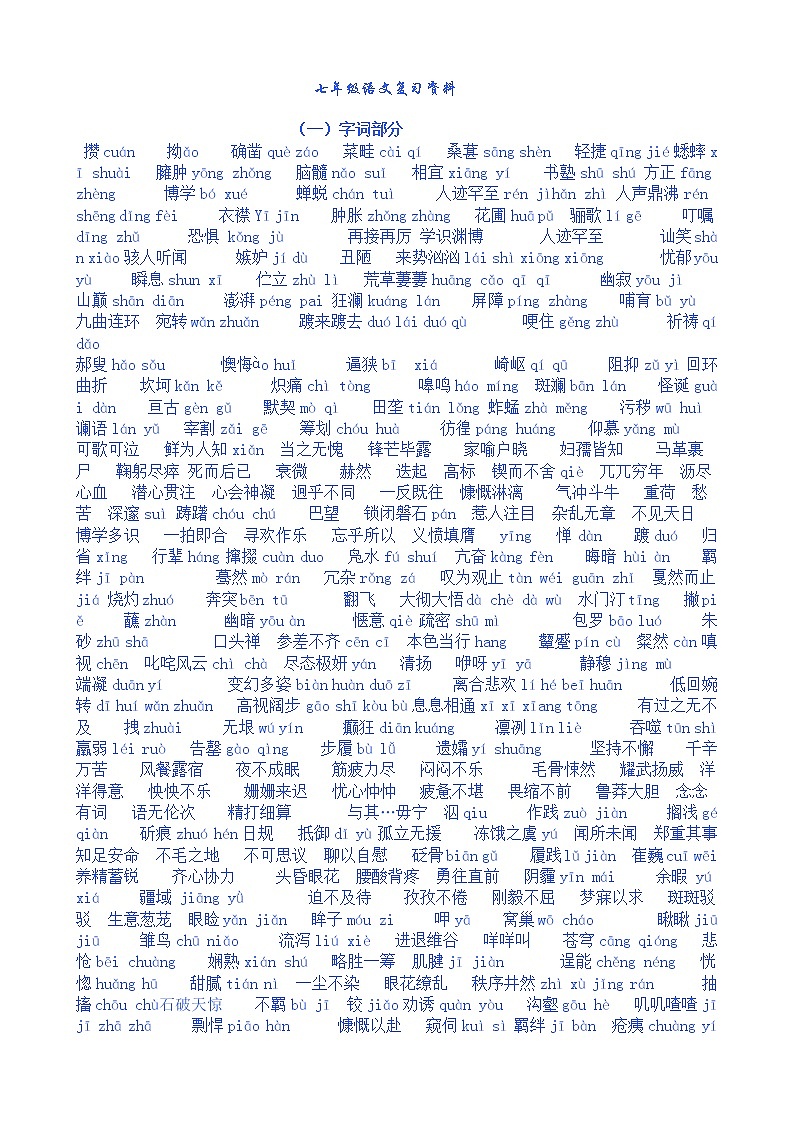 初一语文知识点总结第1页