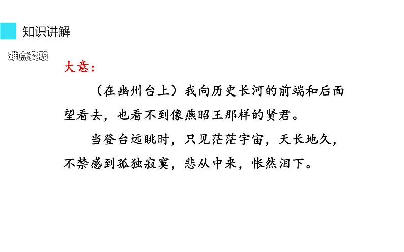 人教版（部编版）初中语文七年级下册  21.古代诗歌五首  登幽州台歌   课件第4页