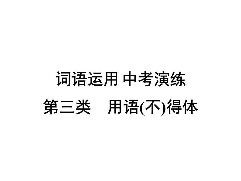 2022年广东省中考总复习词类运用中考演练第3类：用语(不)得体课件（共19张PPT）第1页